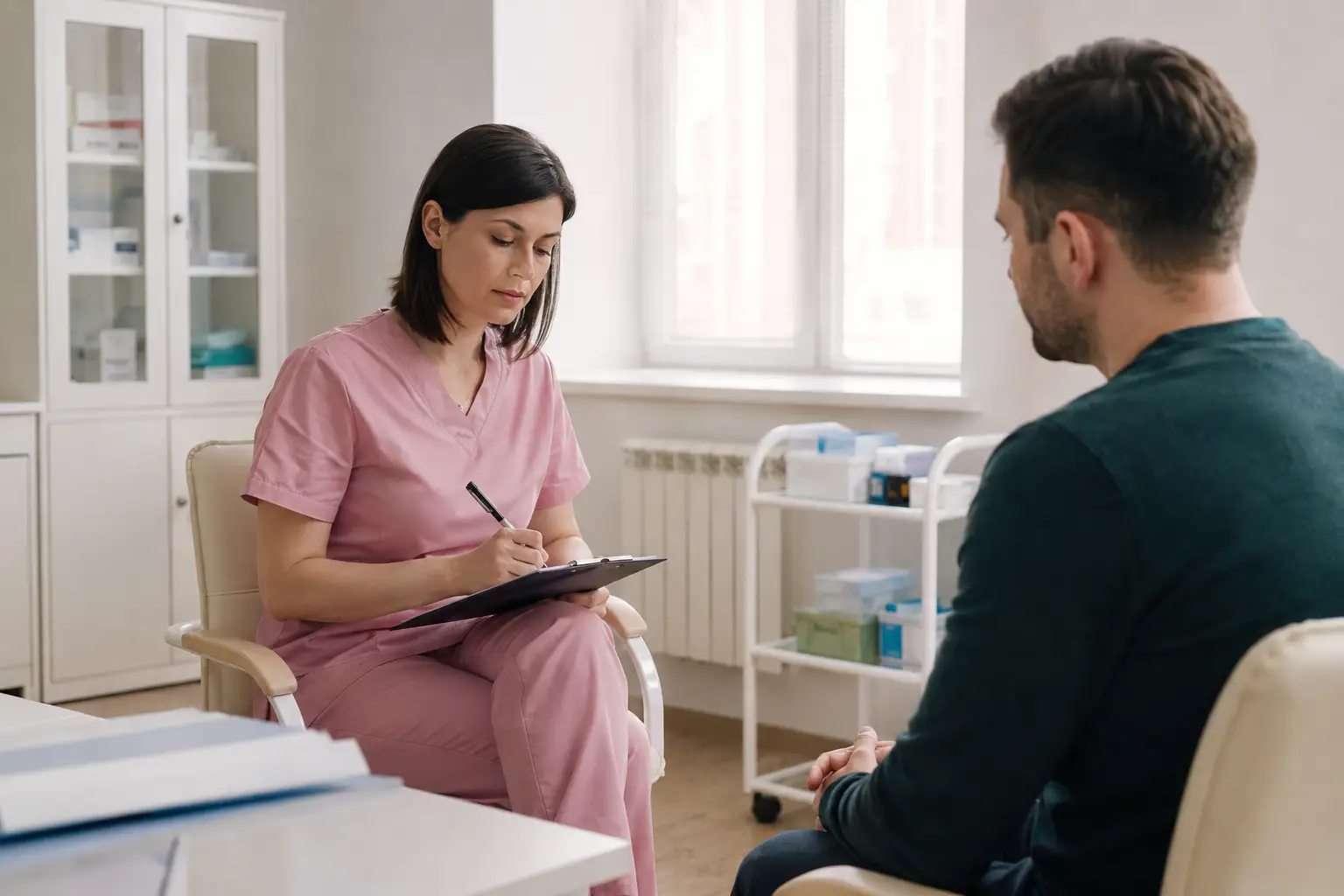 Мужчина с ОКР на консультации